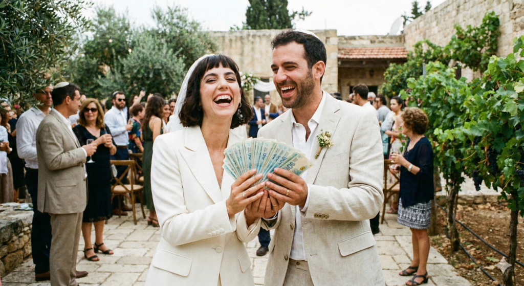 זוג מתחתן ומחזיק כסף