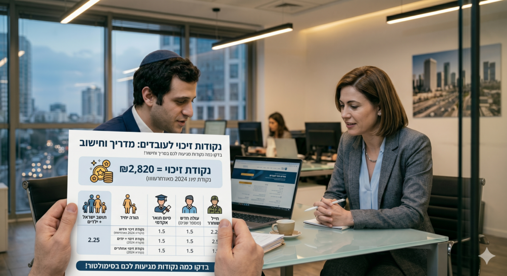 שתי אנשי עסקים יושבים במרד+ הסבר על נקודות זיכוי