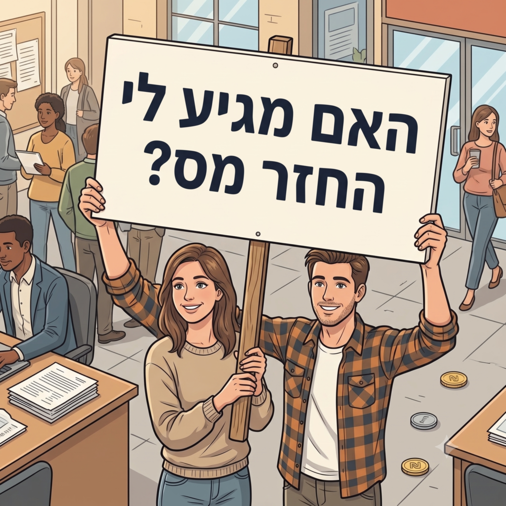 גבר ובחורה מחזיקים בשלט האם מגיע לי החזר מס?
