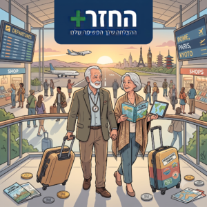 גבר ובחורה הולכים עם מזוודור טורלי קטנות