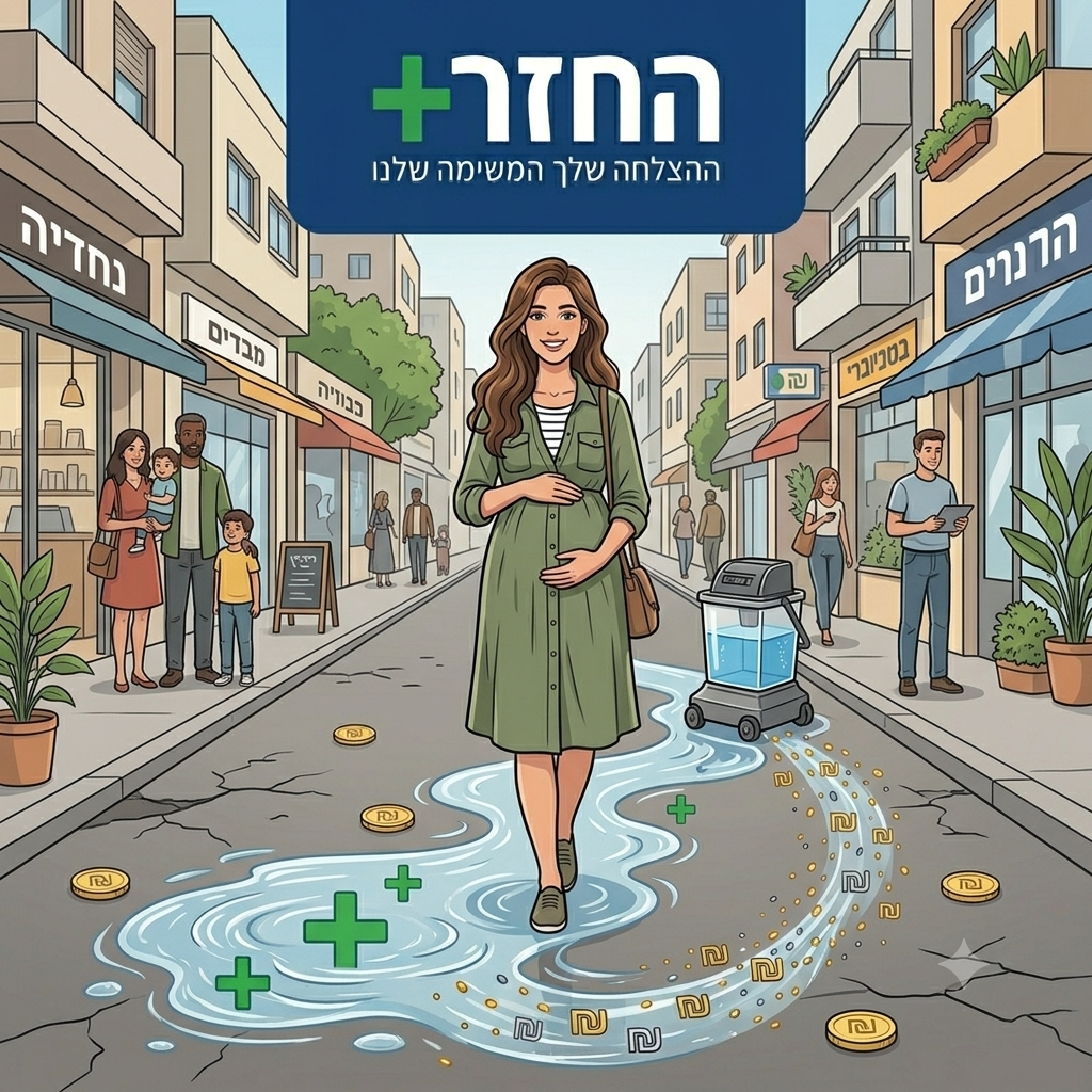 בחורה בהריון הולכת ברחוב עם ידיים על הבטן